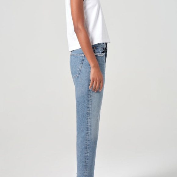 AGOLDE High Rise Straight Leg Jeans Medium Wash Distressed Women’s Size 28 - Picture 5 of 12